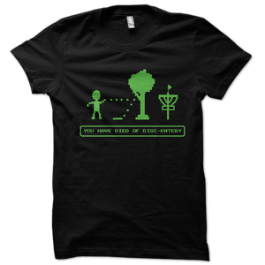 Black and green died of disc-entery disc golf shirt