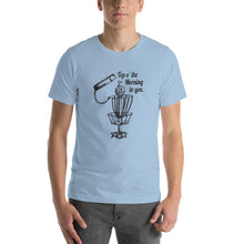 Load image into Gallery viewer, GentleBasket top of the morning disc golf shirt in blue